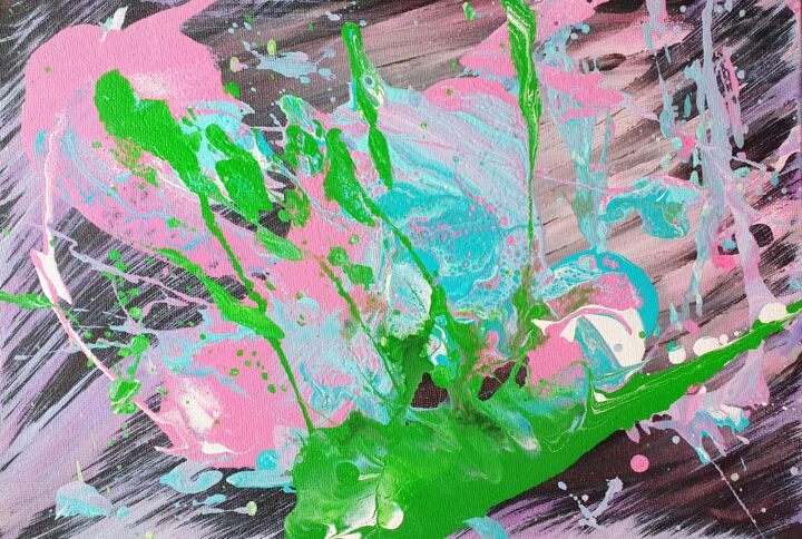 Картина под названием "Abstract pink" - Sofia Zolotova, Подлинное произведение искусства, Акрил Установлен на Деревянная рам…
