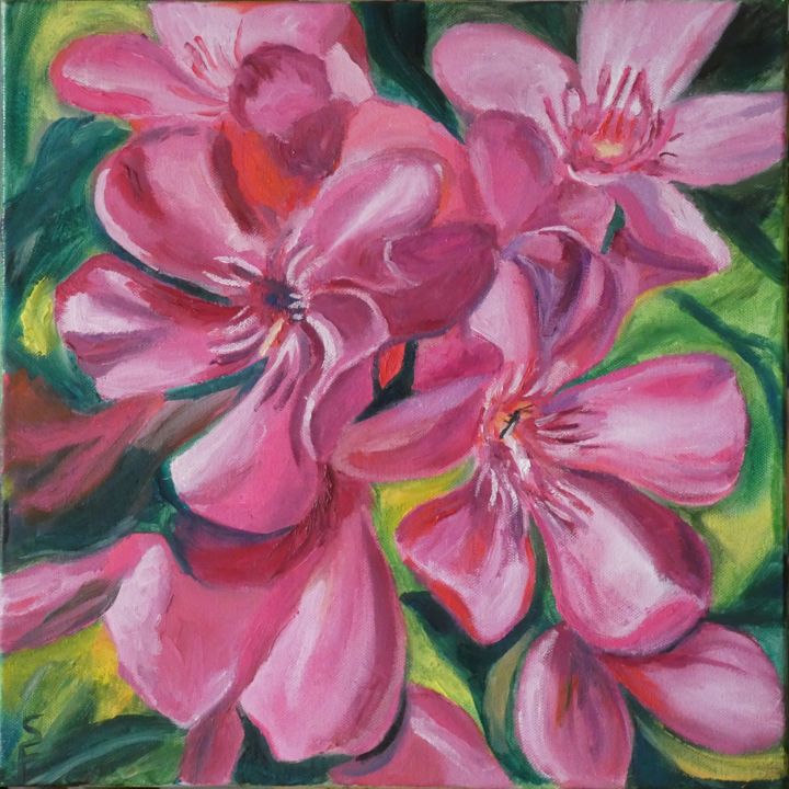 Painting titled "Oleander" by Sofia Gasviani, Original Artwork, Oil