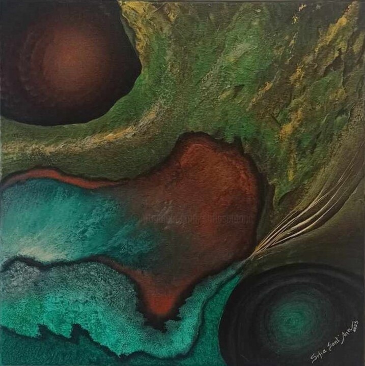 Painting titled "Utopia" by Sofia Sant´Ana, Original Artwork, Acrylic Mounted on Wood Stretcher frame