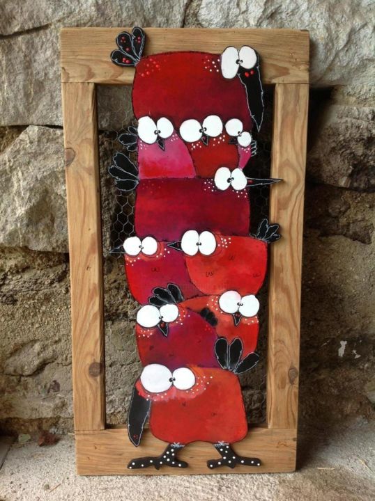 Sculpture titled "Les poules rousses" by Sofiecheze, Original Artwork