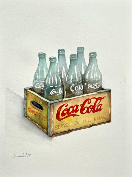 Peinture intitulée "CocaCola" par Sofiia Kulichkova (Sonjakul), Œuvre d'art originale, Aquarelle