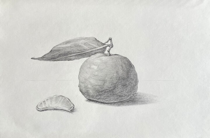 Drawing titled "The orange" by Sofiia Kulichkova (Sonjakul), Original Artwork, Pencil