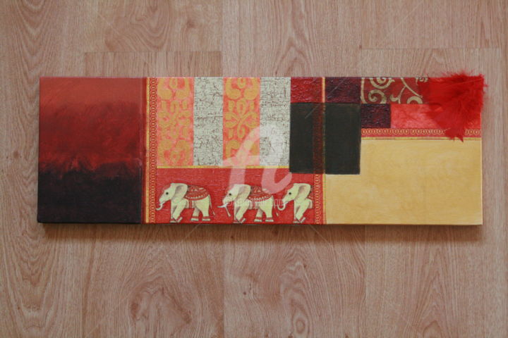 Painting titled "Elephants" by Soguer, Original Artwork, Other