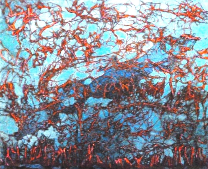 Peinture intitulée "Aurore bleue" par Michele-Francoise Tartier, Œuvre d'art originale, Acrylique