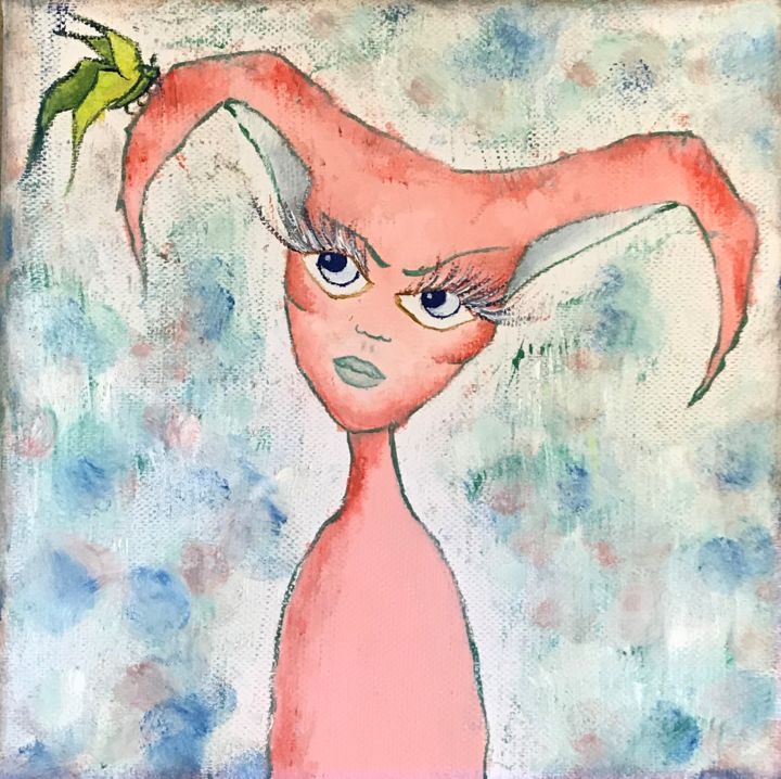 Schilderij getiteld "Disgust" door Daria Sokolova, Origineel Kunstwerk, Olie Gemonteerd op Frame voor houten brancard