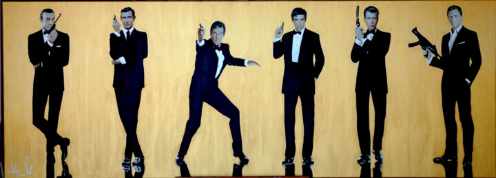 Painting titled "'CLASSIC BOND GOLD"" by Sol Hayo, Original Artwork, Acrylic