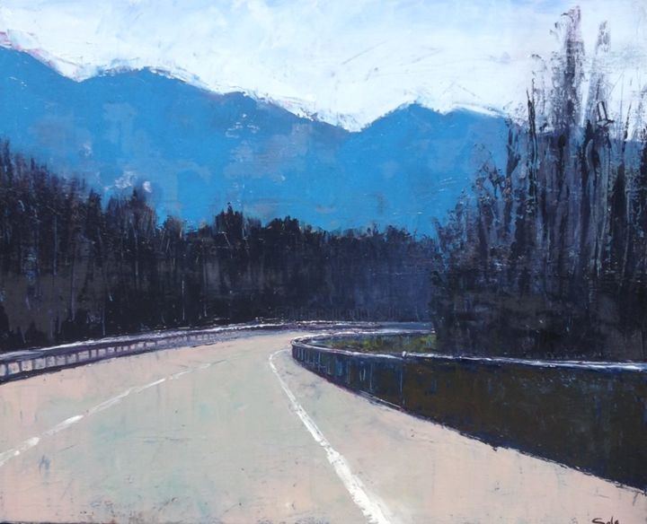 Pintura titulada "L'auto-route" por Sola, Obra de arte original, Oleo Montado en Bastidor de camilla de madera