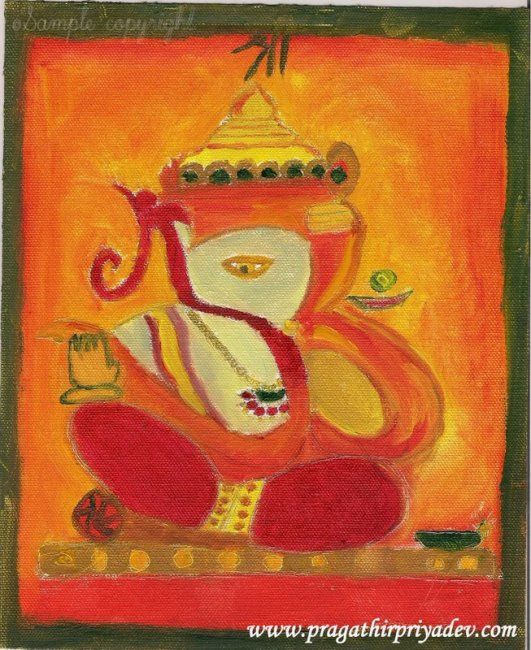 Peinture intitulée "SHREE GANESHA" par Namaste, Œuvre d'art originale, Huile