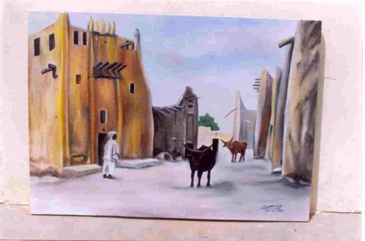 Peinture intitulée "djéné ville traditi…" par Siele Soro, Œuvre d'art originale