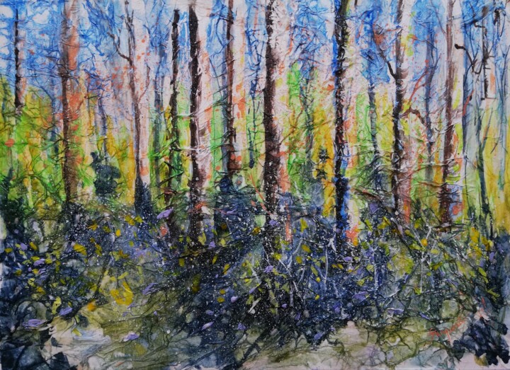 Painting titled "Floresta" by Solange Esposito (SEsposito), Original Artwork, Watercolor
