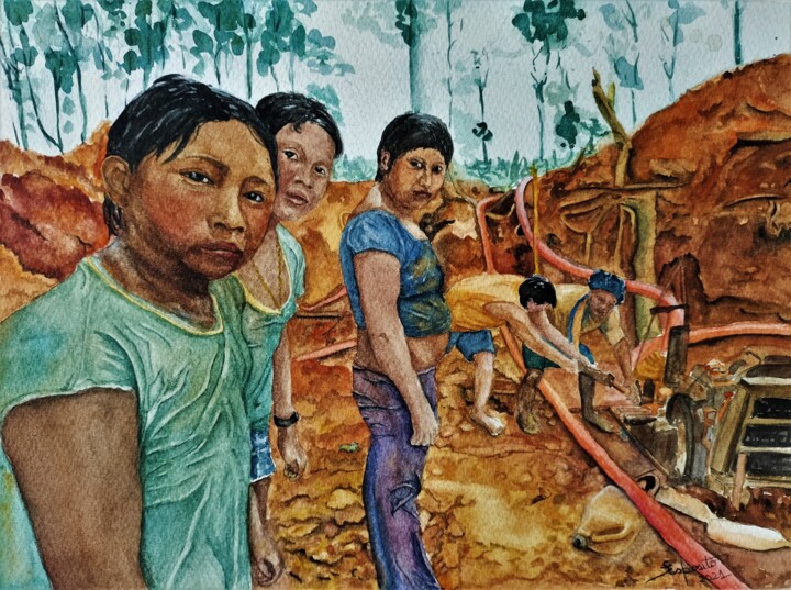 Ζωγραφική με τίτλο "Onde foi parar a in…" από Solange Esposito (SEsposito), Αυθεντικά έργα τέχνης, Ακουαρέλα