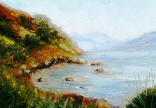 Pintura intitulada "Vista di una Spiagg…" por Solange Esposito (SEsposito), Obras de arte originais, Óleo