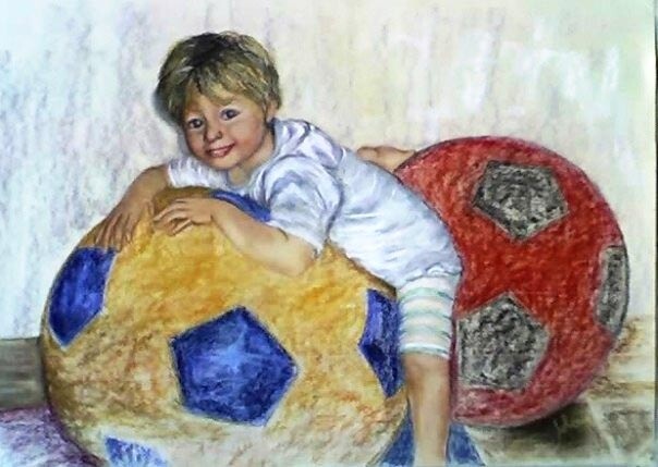 Dessin intitulée "Davide" par Solange Esposito (SEsposito), Œuvre d'art originale, Pastel