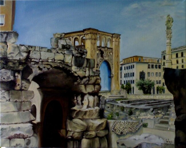 Pintura intitulada "Anfiteatro Romano -…" por Solange Esposito (SEsposito), Obras de arte originais, Óleo