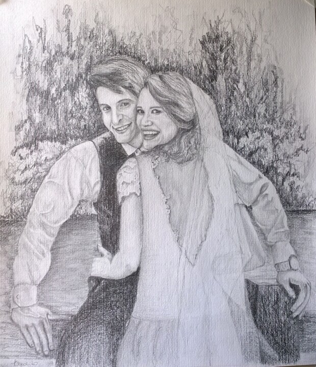 Dessin intitulée "Sergio e Juliana" par Solange Esposito (SEsposito), Œuvre d'art originale, Graphite