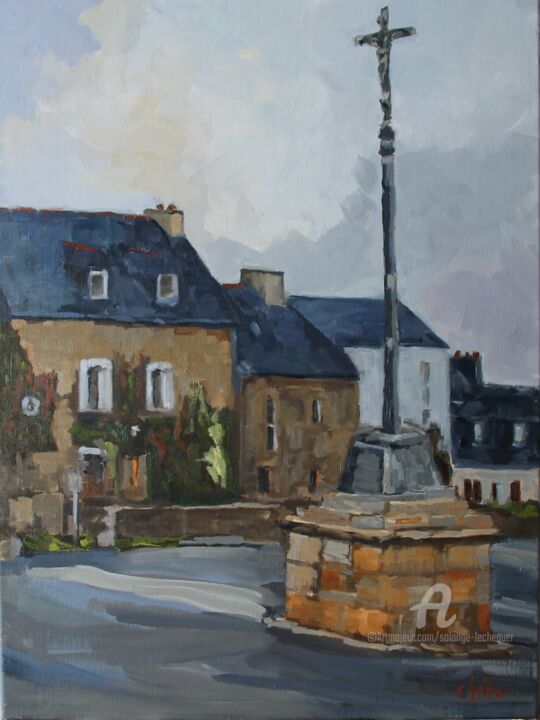 Peinture intitulée "Brélévénez-Lannion,…" par Chéker, Œuvre d'art originale, Huile Monté sur Châssis en bois