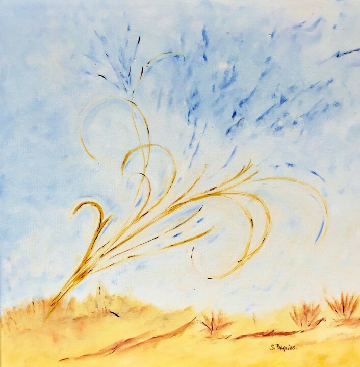 Peinture intitulée "" Le vent"" par Solange Palacios Dupont, Œuvre d'art originale, Huile Monté sur Châssis en bois