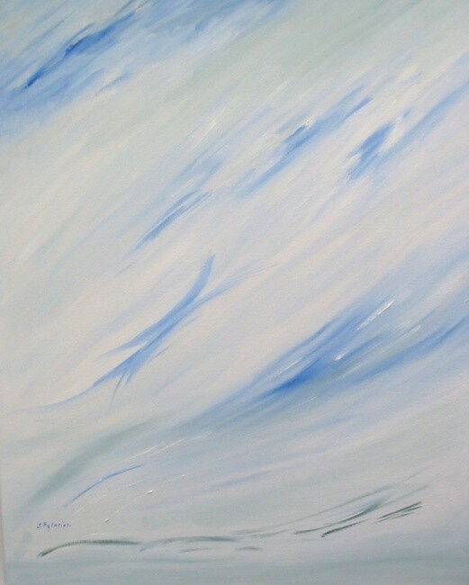 Painting titled ""reflets du ciel"" by Solange Palacios Dupont, Original Artwork, Oil