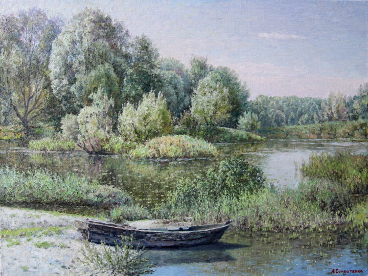 Painting titled "Летний полдень" by Andrey Soldatenko, Original Artwork, Oil
