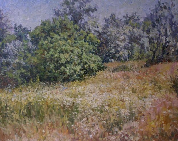 Painting titled "Summer etude" by Andrey Soldatenko, Original Artwork, Oil