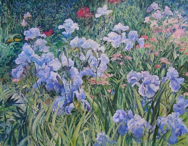 Картина под названием "Irises" - Andrey Soldatenko, Подлинное произведение искусства, Масло
