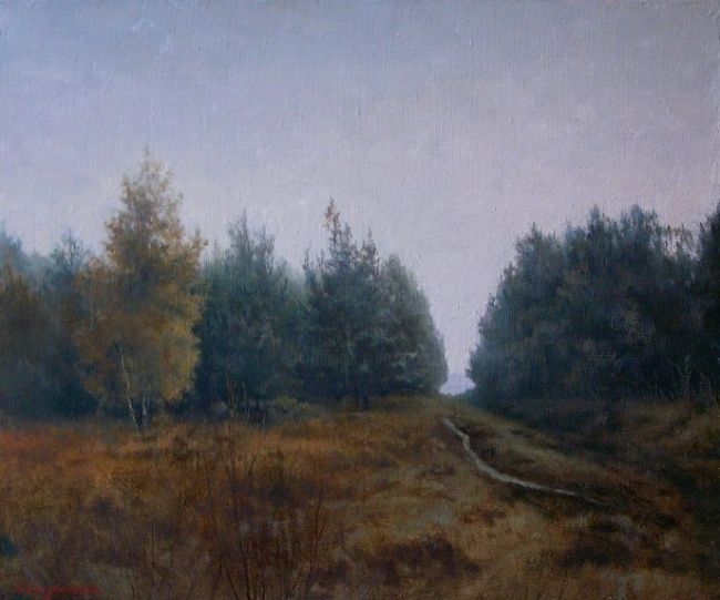 Painting titled "Autumn Day" by Andrey Soldatenko, Original Artwork, Oil