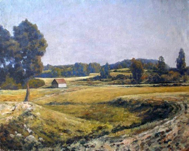 Malerei mit dem Titel "August" von Andrey Soldatenko, Original-Kunstwerk, Öl