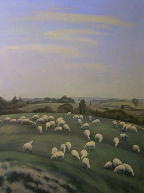 Pittura intitolato "Sheep. Harmony" da Andrey Soldatenko, Opera d'arte originale, Olio