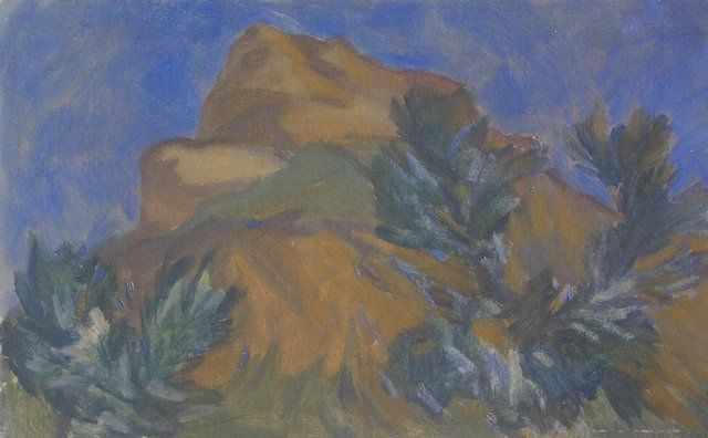 Painting titled "Mountain" by Andrey Soldatenko, Original Artwork, Oil