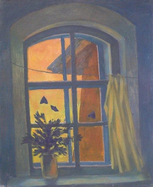 Painting titled "Window" by Andrey Soldatenko, Original Artwork, Oil