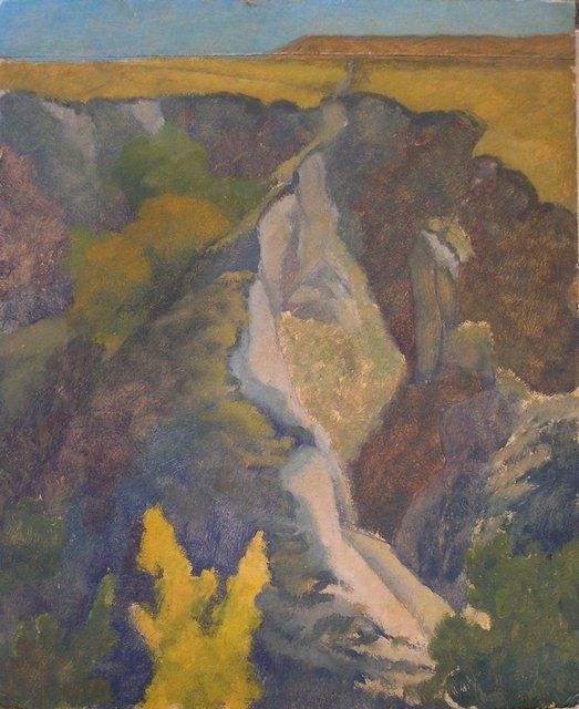 Painting titled "Ravines autumn" by Andrey Soldatenko, Original Artwork, Oil