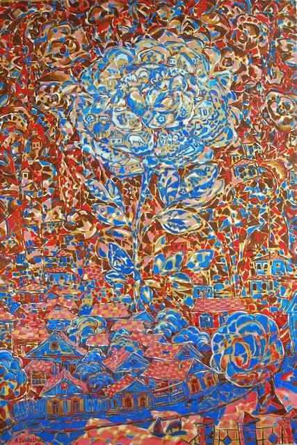 Pittura intitolato "Blue Rose Old Sarat…" da Andrey Soldatenko, Opera d'arte originale, Altro
