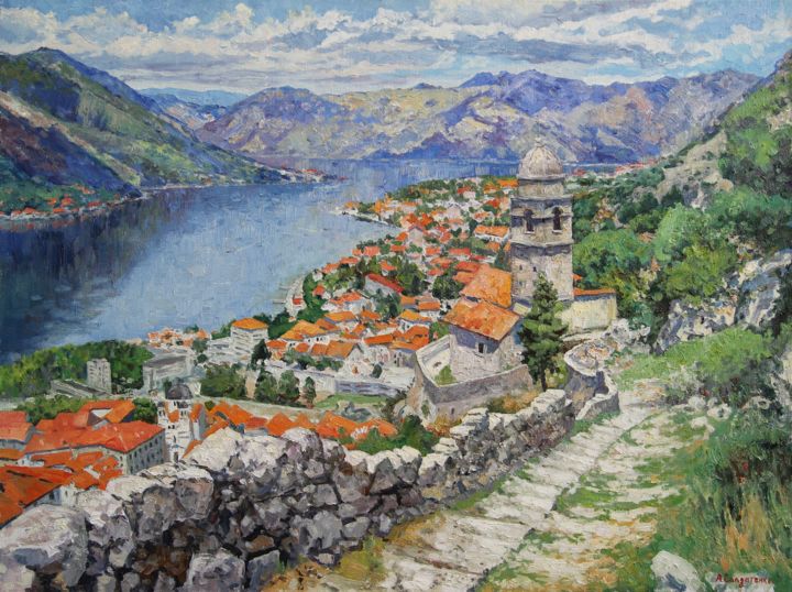 「Черногорский пейзаж」というタイトルの絵画 Andrey Soldatenkoによって, オリジナルのアートワーク, オイル