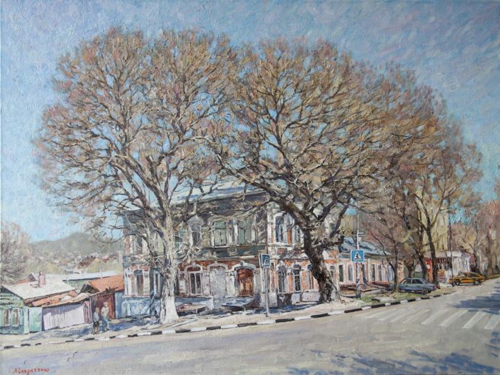Painting titled "Весна в Саратове" by Andrey Soldatenko, Original Artwork, Oil