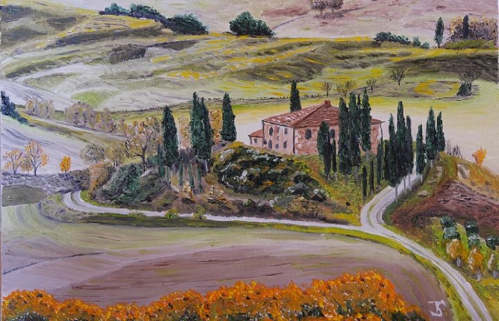 Картина под названием "Tuscan Autumn" - Thomas Svoboda, Подлинное произведение искусства, Масло