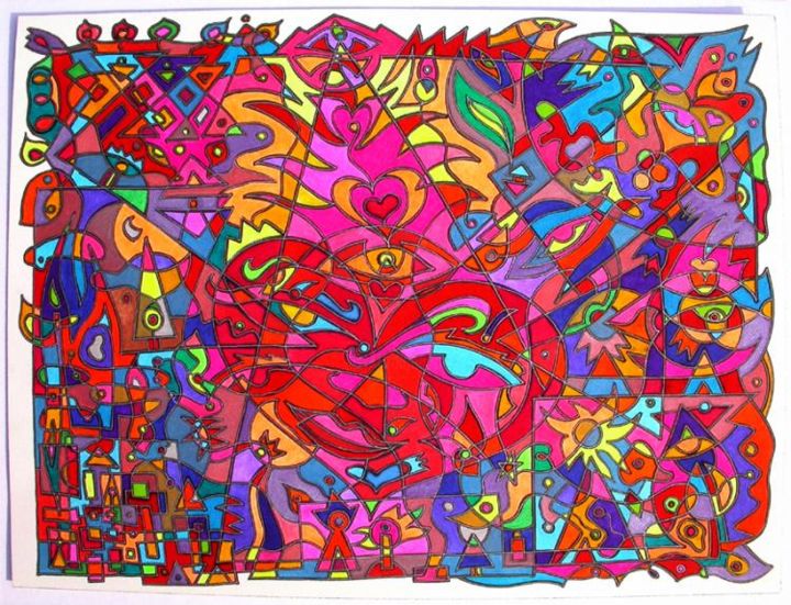 Peinture intitulée "universal heart'" par Regis Mayer, Œuvre d'art originale