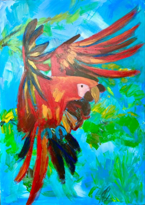 Painting titled "Samba" by Solène Maro, Original Artwork, Acrylic Mounted on Wood Stretcher frame