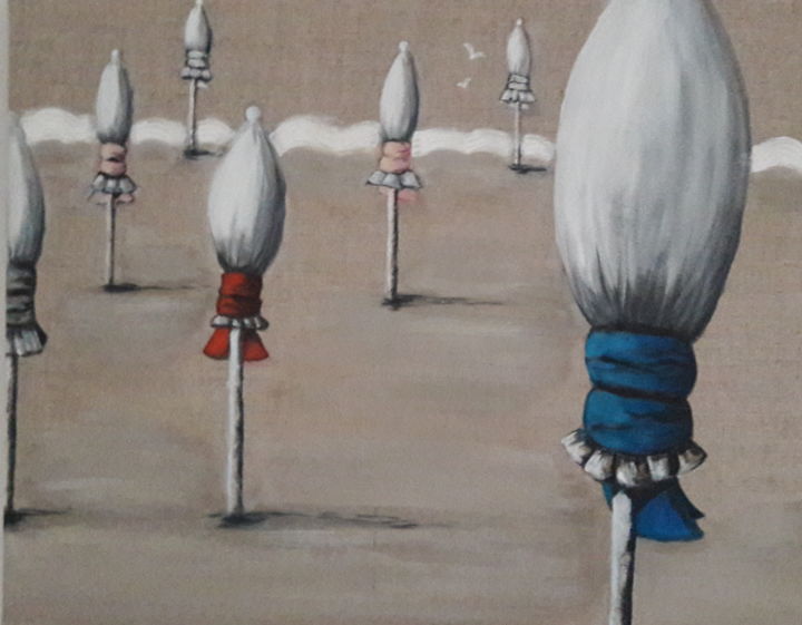 Peinture intitulée "Parasols" par So Breizh, Œuvre d'art originale, Acrylique