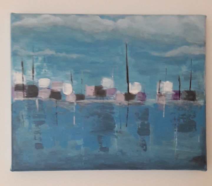 Painting titled "Bateaux chamalows" by So Breizh, Original Artwork, Acrylic