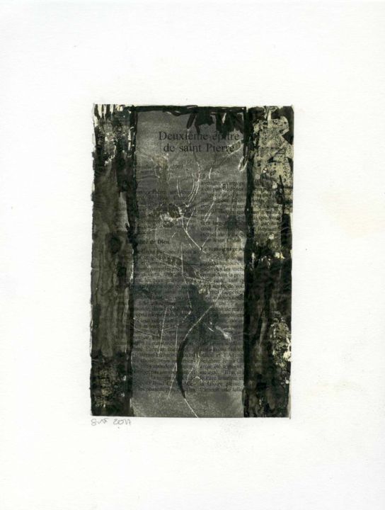 Gravures & estampes intitulée "Deuxieme épitre" par Sophie Le Tellier, Œuvre d'art originale, Linogravures
