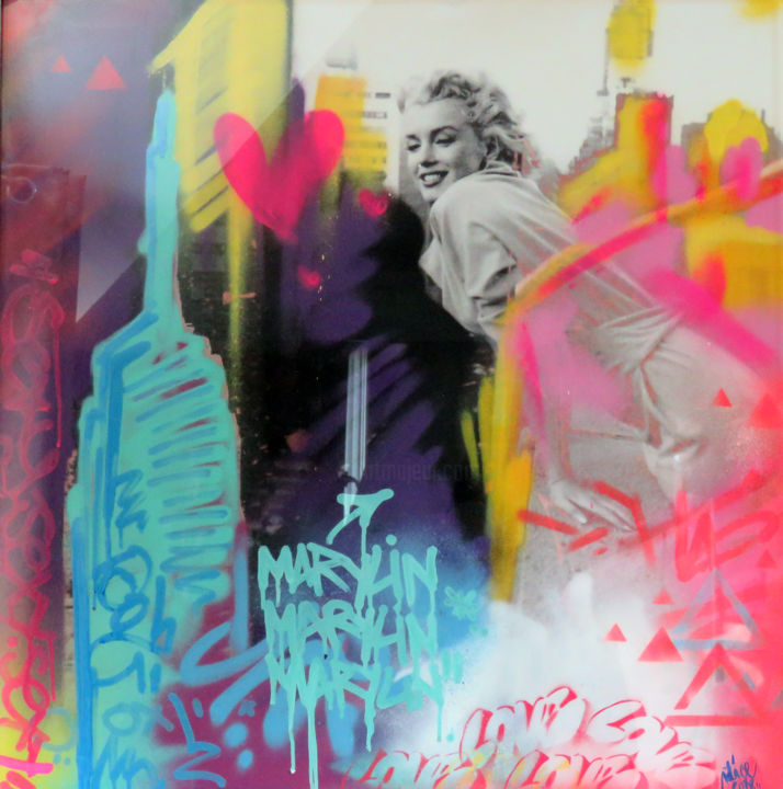 Malerei mit dem Titel "Marylin Monroe graf…" von Solice, Original-Kunstwerk, Sprühfarbe