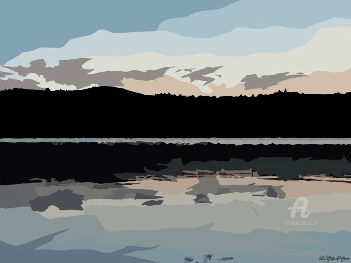 Digital Arts titled "Lac Maskinongé" by L'Artiste Solitaire, Original Artwork, Digital Painting