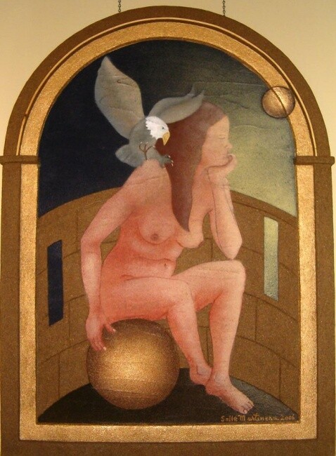 Peinture intitulée "L'aigle, Messager D…" par Solle Martineau, Œuvre d'art originale, Acrylique