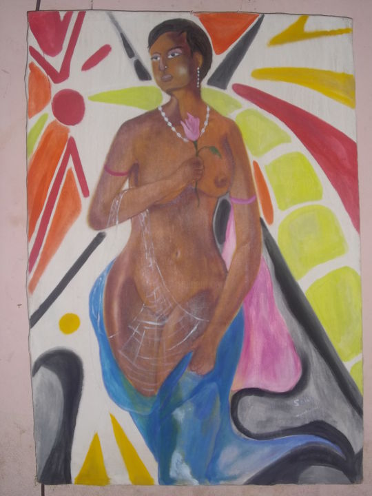 Peinture intitulée "aicha" par Sollo Claude, Œuvre d'art originale, Huile