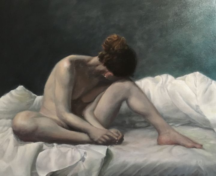 Pintura titulada "Desnudo" por Mams, Obra de arte original, Oleo Montado en Bastidor de camilla de madera