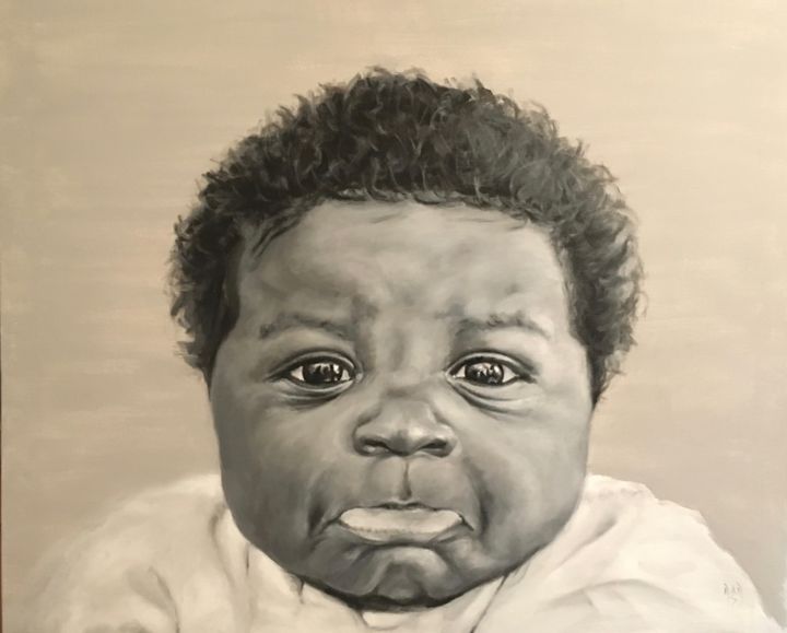 Painting titled "Michael" by Mams, Original Artwork, Acrylic Mounted on Wood Stretcher frame