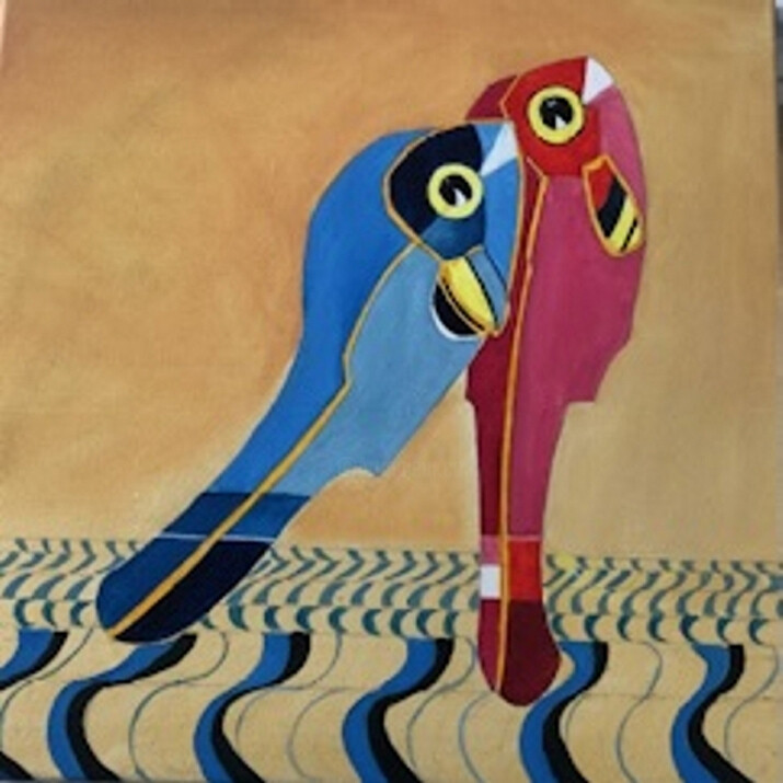 Peinture intitulée "Fish Companion" par Solomon Labonne, Œuvre d'art originale, Huile Monté sur Châssis en bois