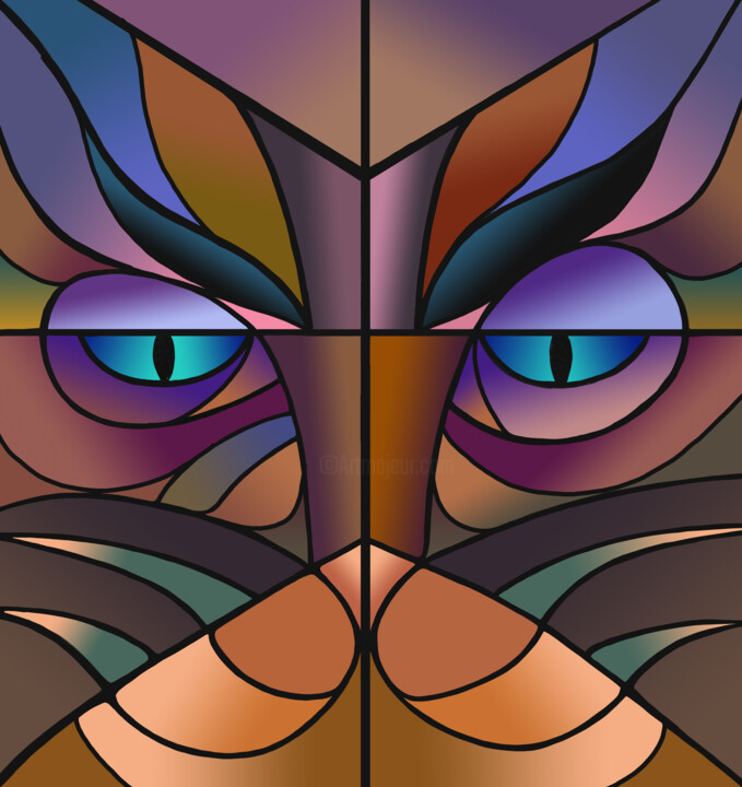 Arts numériques intitulée "Cat" par Solomon Tair Sharif, Œuvre d'art originale, Travail numérique 2D