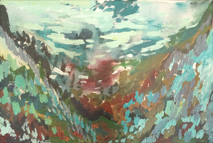 Painting titled "The Gorge" by Solomon Tair Sharif, Original Artwork, Acrylic