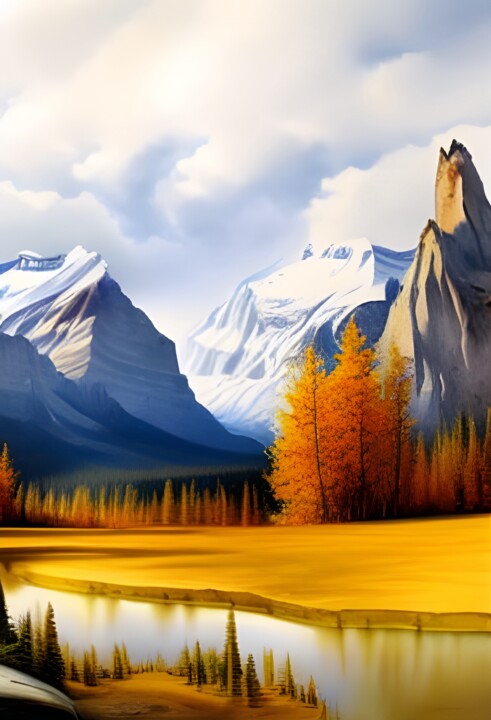 Digital Arts titled "Autumn In the Mount…" by Solomon Walker, Original Artwork, Digital Painting